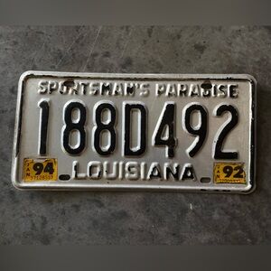 Louisiana LA Sportsman’s Paradise 1992 1994 License Plate 188D492